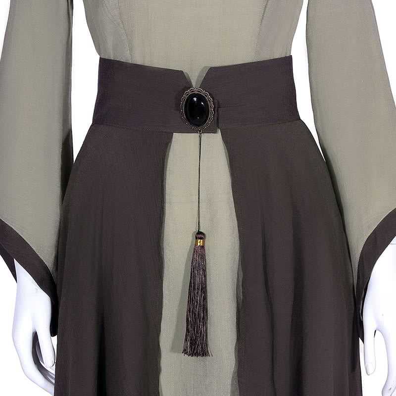 Retro Linen Long Dress and Waist Skirt Cosplay Costumes