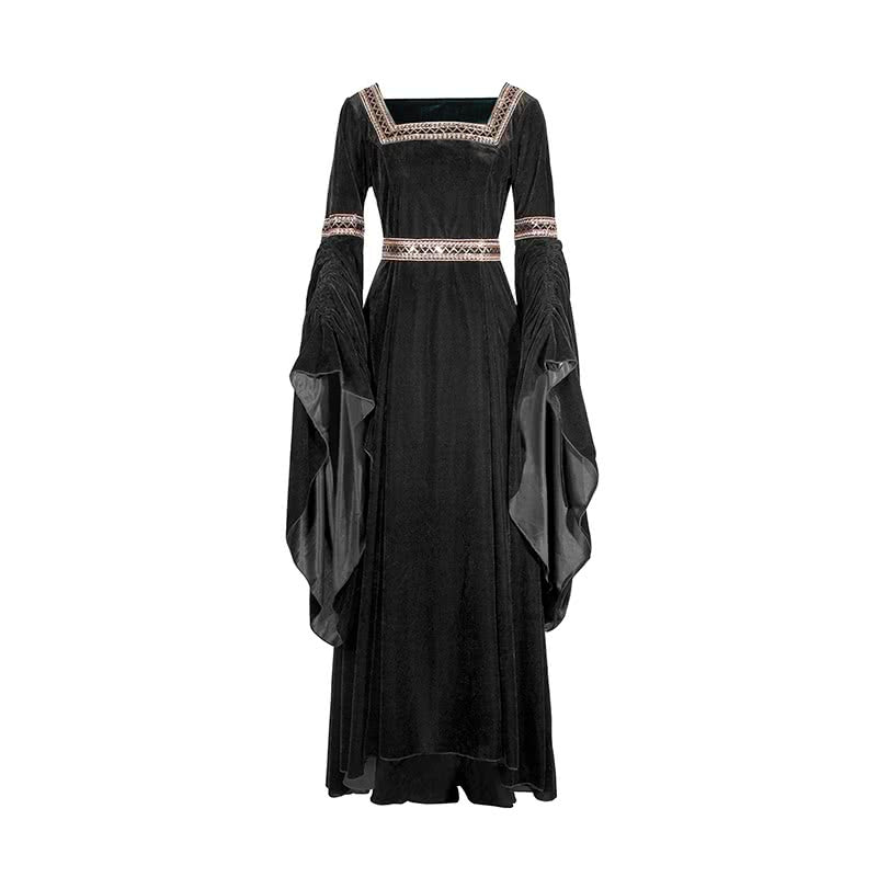 Women Renaissance Victorian Medieval Dark Blue Long Vintage Dress