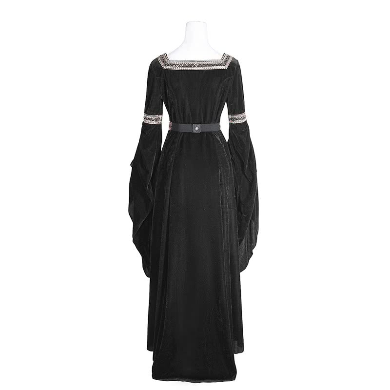 Women Renaissance Victorian Medieval Dark Blue Long Vintage Dress