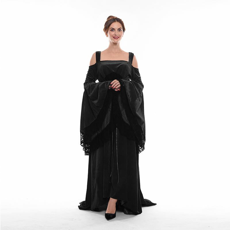 Victorian Women Flannel Wide Sleeves Long Skirt