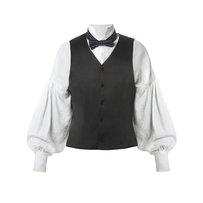 Men Renaissance Victorian Medieval Gentry Shirt With Vest For Sale