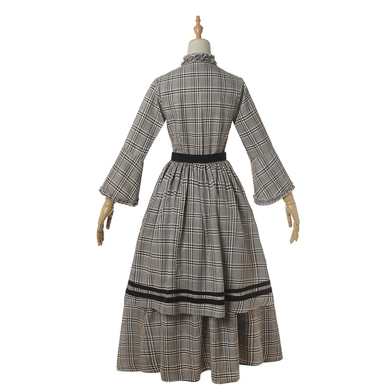 Women Renaissance Victorian Medieval Long Lattice Cotton Dress
