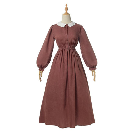 Women Renaissance Victorian Medieval Long Bubble Sleeves Dress