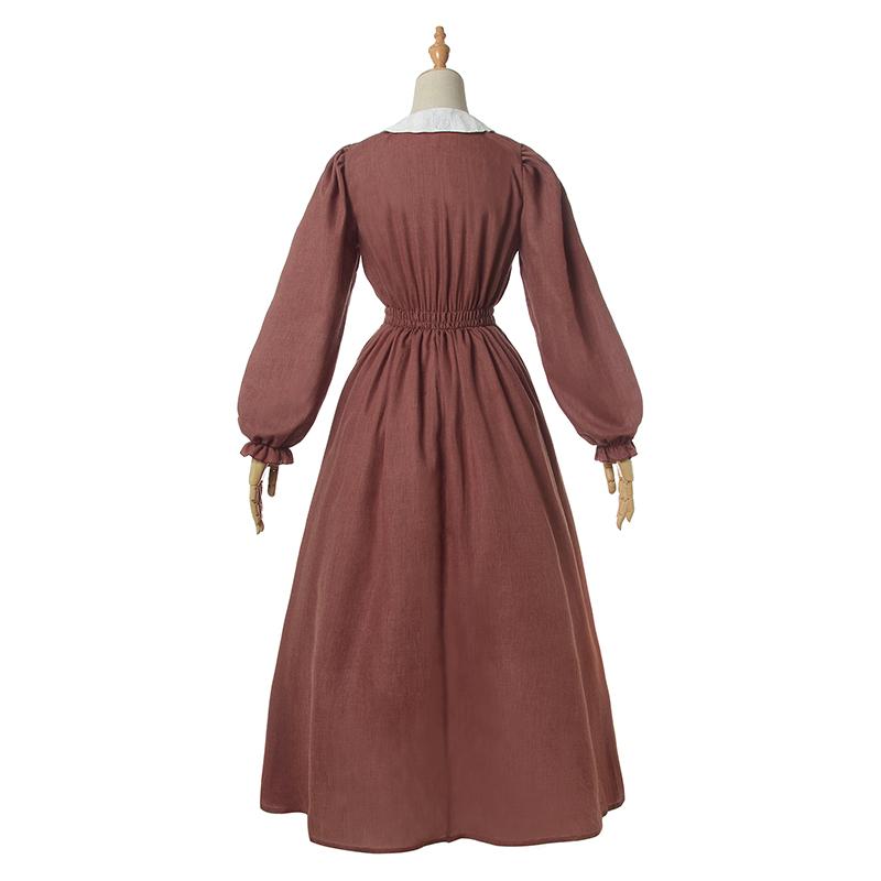 Women Renaissance Victorian Medieval Long Bubble Sleeves Dress