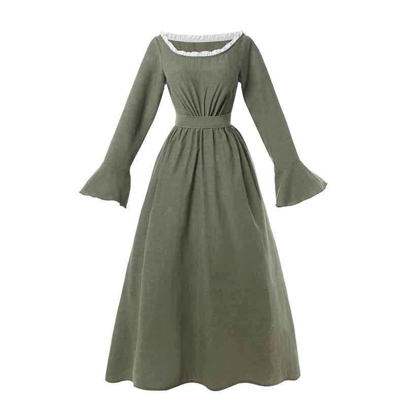 Women Renaissance Victorian Medieval Long Defined Waist Dress
