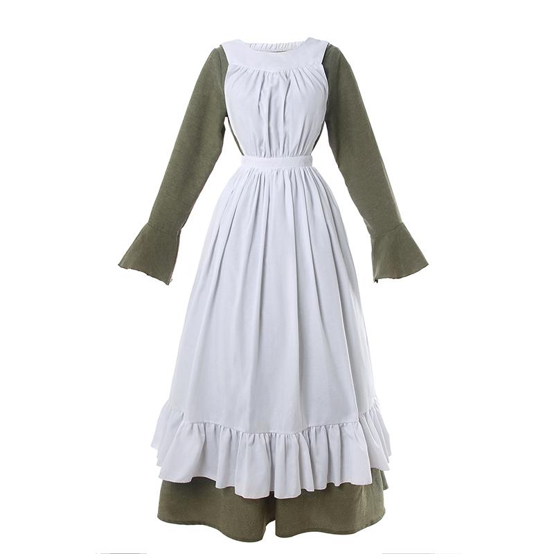 Women Renaissance Victorian Medieval Long Defined Waist Dress