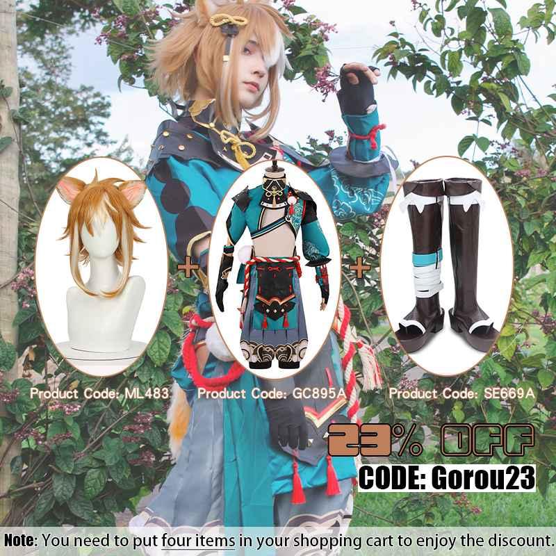 Game Genshin Impact Gorou Brown Mixed Color Cosplay Wigs