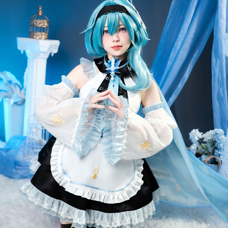 Genshin Impact Eula Cosplay Costume Maid Fanart Cosplay Costume