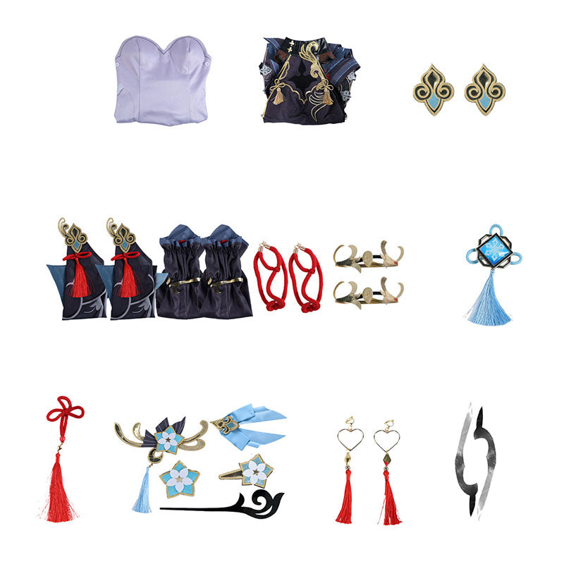 Genshin Impact Lantern Rite Frostflower Dew Shenhe Cosplay Costume