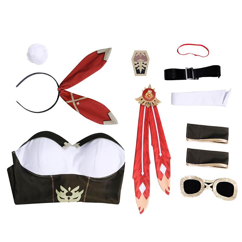 Genshin Impact Amber Fanart Bunny Girl Cosplay Costume