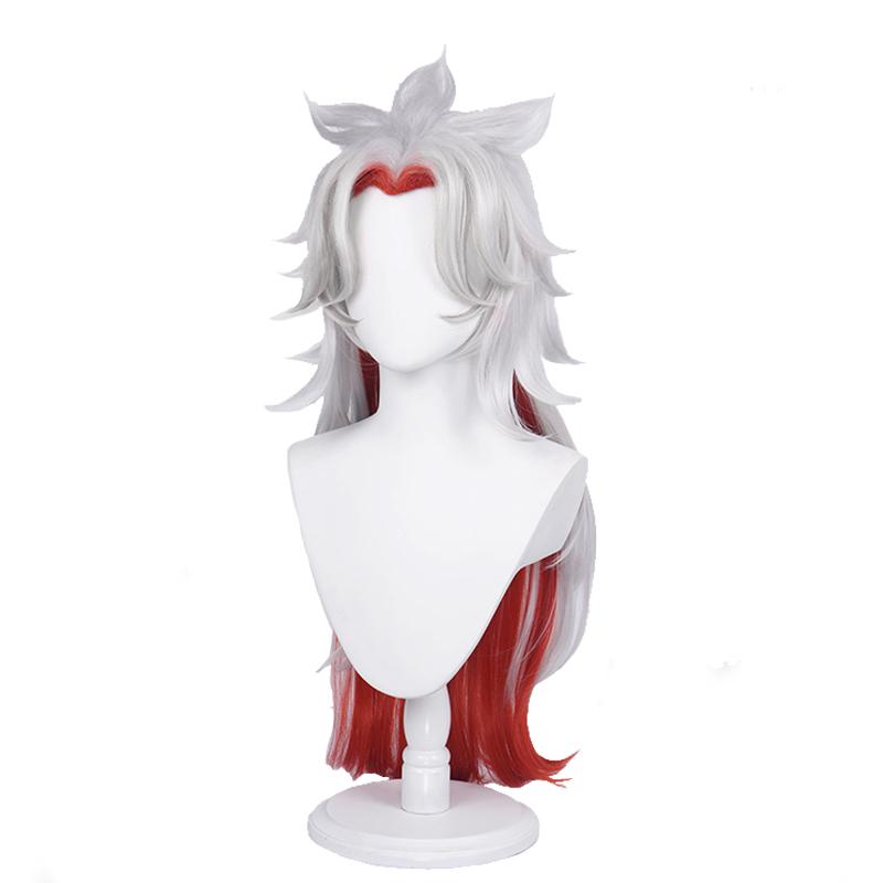 Genshin Impact Arataki Itto Grey Mixed Red Long Cosplay Wigs