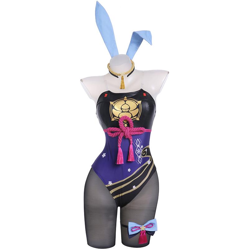 Genshin Impact Ayaka Fanart Bunny Girl Cosplay Costume