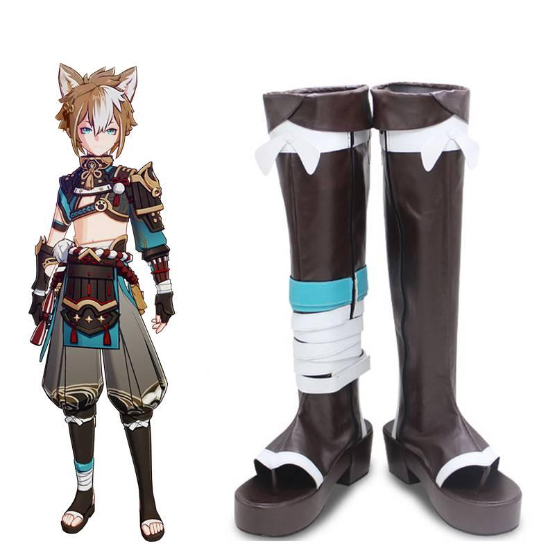 Genshin Impact Gorou Golden Cosplay Shoes