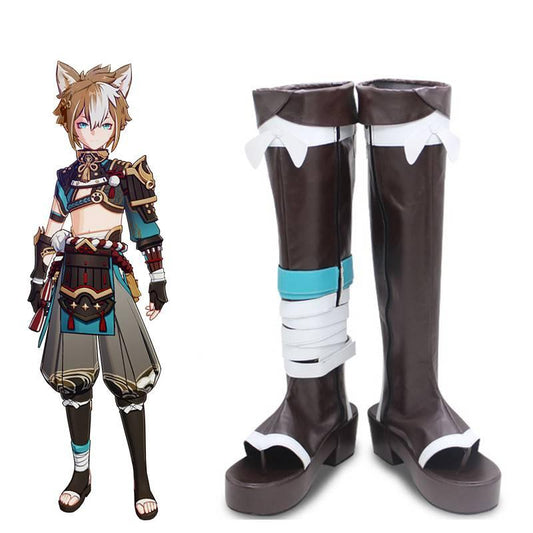 Genshin Impact Gorou Golden Cosplay Shoes