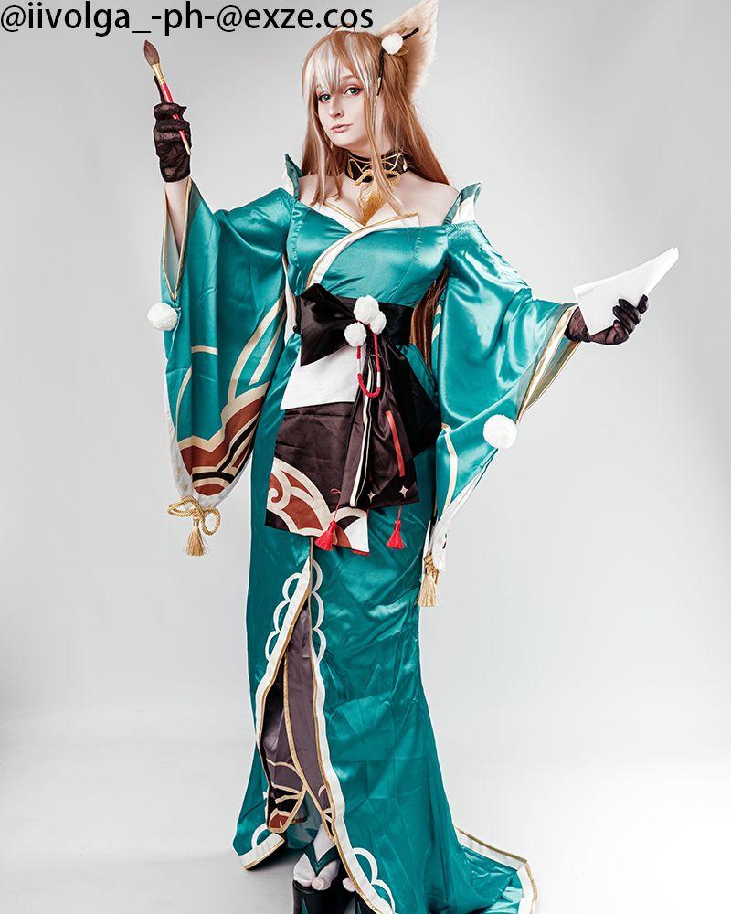 Game Genshin Impact Hina Gorou Brown Mixed Ears Long Cosplay Wigs
