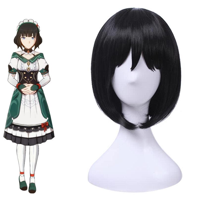 Game Genshin Impact Katheryne Black Cosplay Wigs