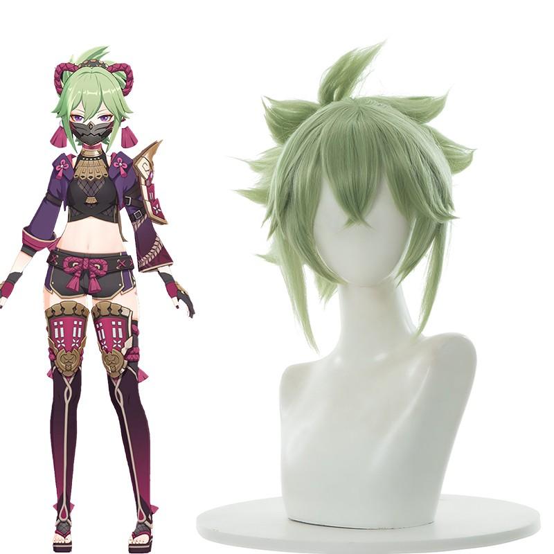 Genshin Impact Kuki Shinobu Green Cosplay Wigs