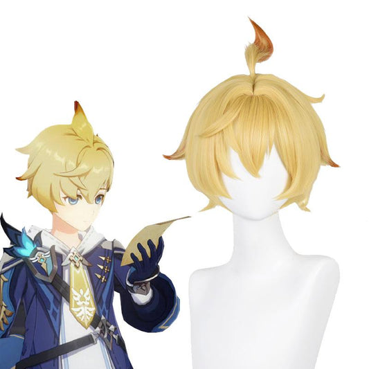 Genshin Impact Mika Blonde Mixed Light Brown Cosplay Wigs