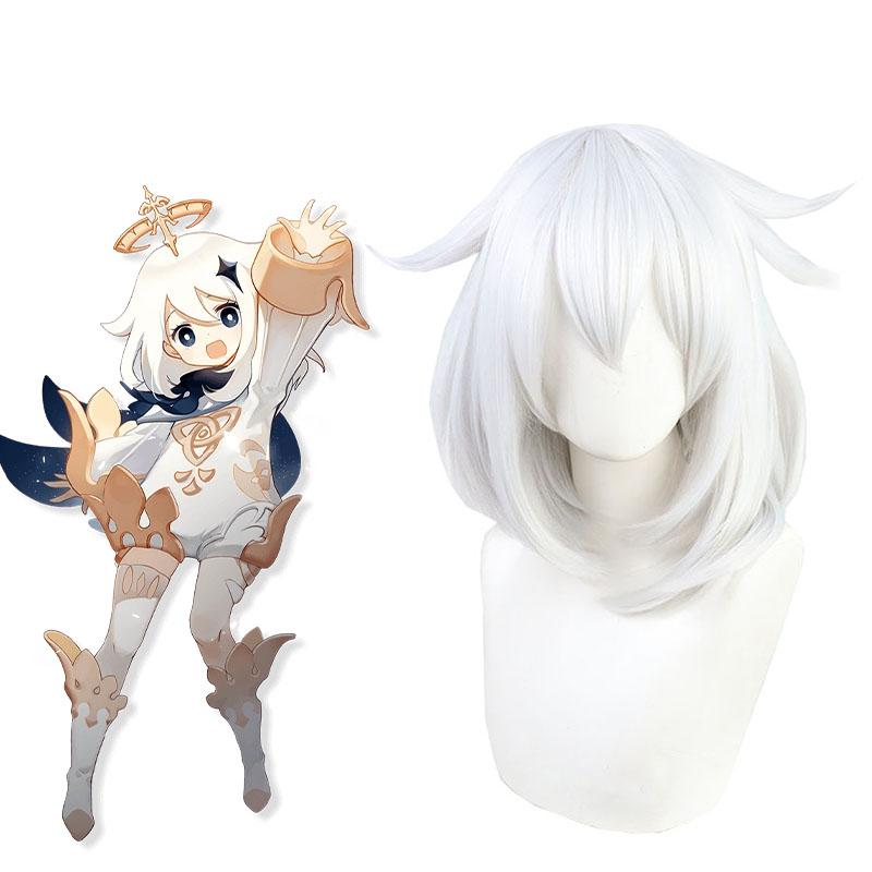 Genshin Impact Paimon Silver Cosplay Wigs