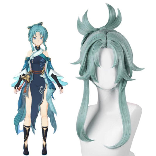 Genshin Impact Streetward Rambler Madame Ping Light Blue Cosplay Wigs