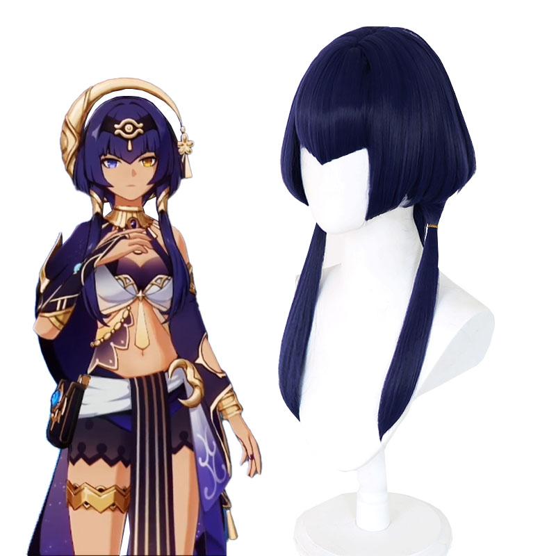 Genshin Impact Sumeru Candace Dark Blue Cosplay Wigs