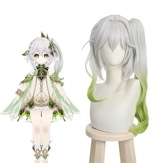 Genshin Impact Nahida Grey Mixed Green Cosplay Wigs