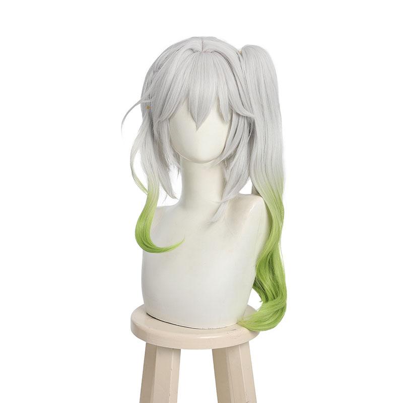 Genshin Impact Nahida Grey Mixed Green Cosplay Wigs