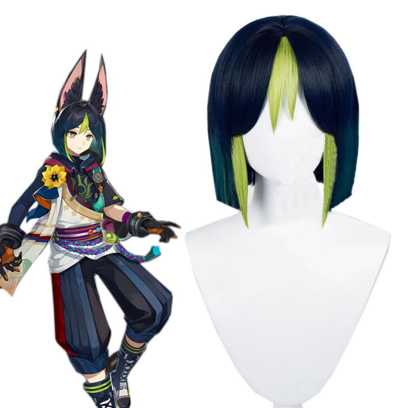 Game Genshin Impact Sumeru Tighnari Mixed Color Cosplay Wigs