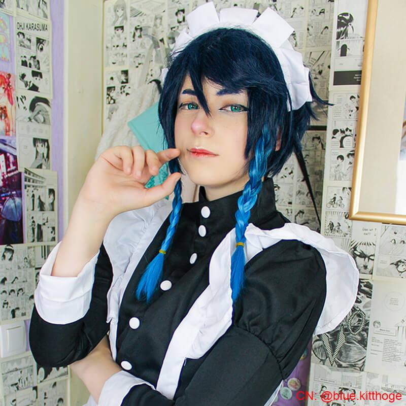 Game Genshin Impact Venti Blue Gradient Cosplay Wigs