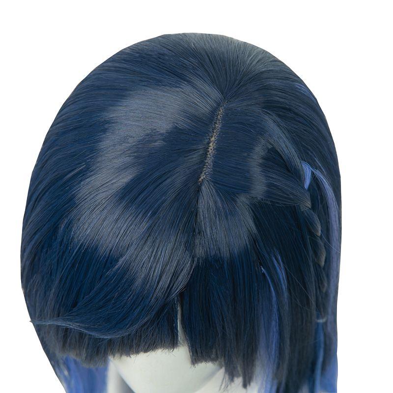 Genshin Impact Yelan Black Mixed Blue Cosplay Wigs
