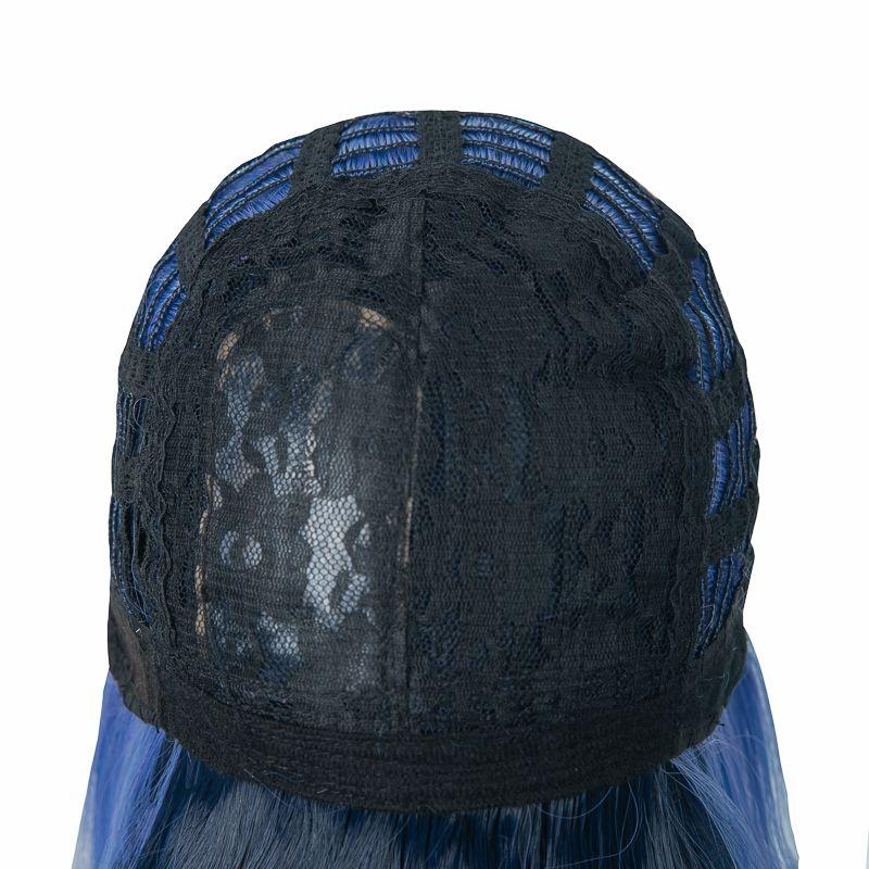 Genshin Impact Yelan Black Mixed Blue Cosplay Wigs