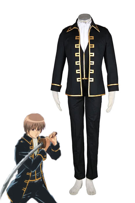 Gintama Earthworks Fourteen Lang Cosplay Costume Shinsengumi Uniform Black Uniform