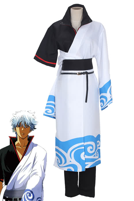Gintama Sakata Silver Black And White Suit Animation Cosplay Costume