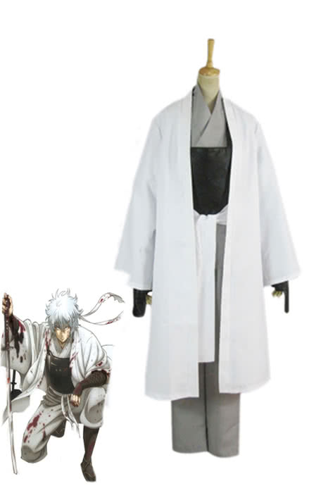 Gintama Silver Soul White Demon's Birth Sakata Gintoki Kimono Cosplay Costumes