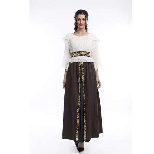 Girl Middle Sleeve Chiffon Top And Cotton Long Skirt
