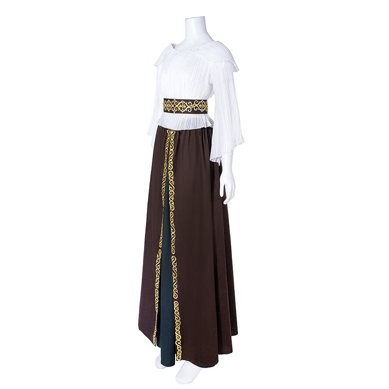 Girl Middle Sleeve Chiffon Top And Cotton Long Skirt