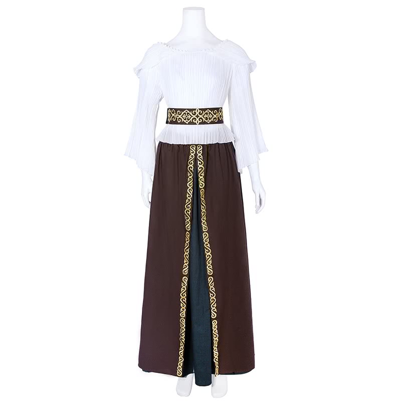 Girl Middle Sleeve Chiffon Top And Cotton Long Skirt