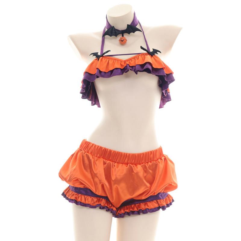 Halloween Cute Pumpkin Bikini Cosplay Costume