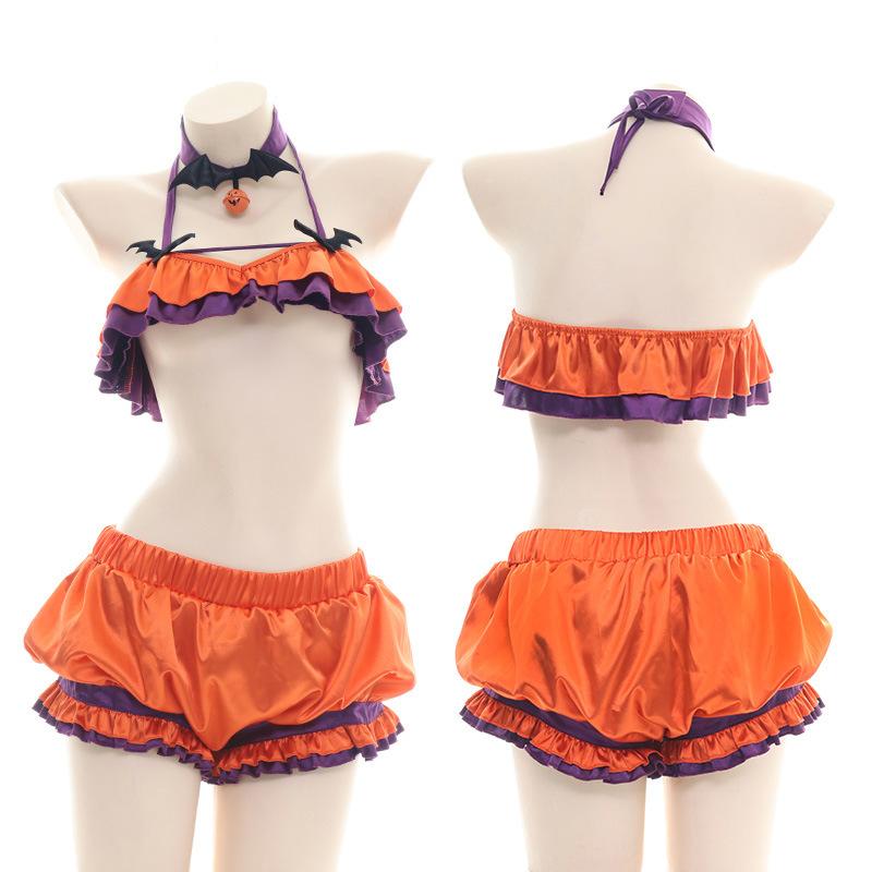 Halloween Cute Pumpkin Bikini Cosplay Costume