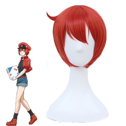 Hataraku Saibou AE3803  Red Blood Cell Short Orange Cosplay Wigs
