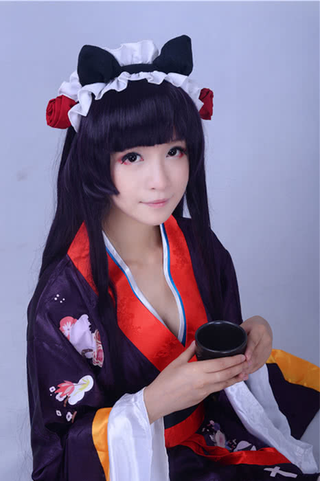 Inu X Boku SS Shirakiin Ririchiyo Long Straight Black Anime Cosplay Wigs