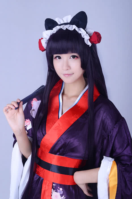 Inu X Boku SS Shirakiin Ririchiyo Long Straight Black Anime Cosplay Wigs