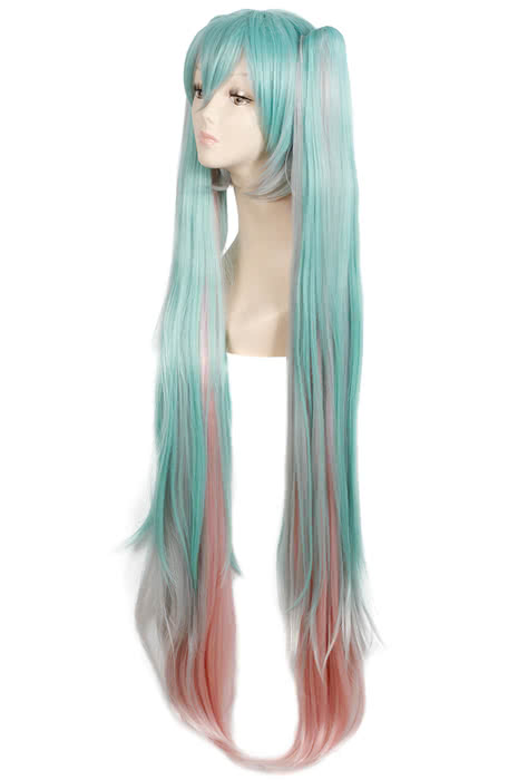 100CM Long VOCALOID Miku Sakura Straight Clip On Ponytails Wig