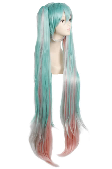 100CM Long VOCALOID Miku Sakura Straight Clip On Ponytails Wig