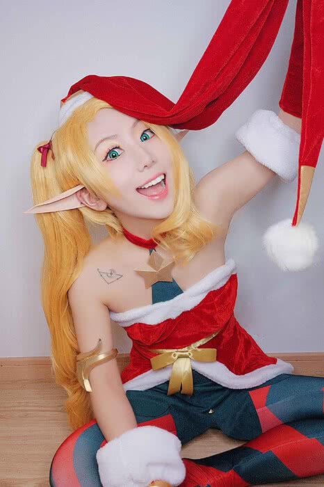 LOL Christmas Jinx Game Cosplay Wigs Long Gloden Woman Wigs
