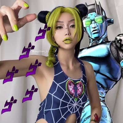 JoJo's Bizarre Adventure Jolyne Cujoh Blue Green Cosplay Wigs