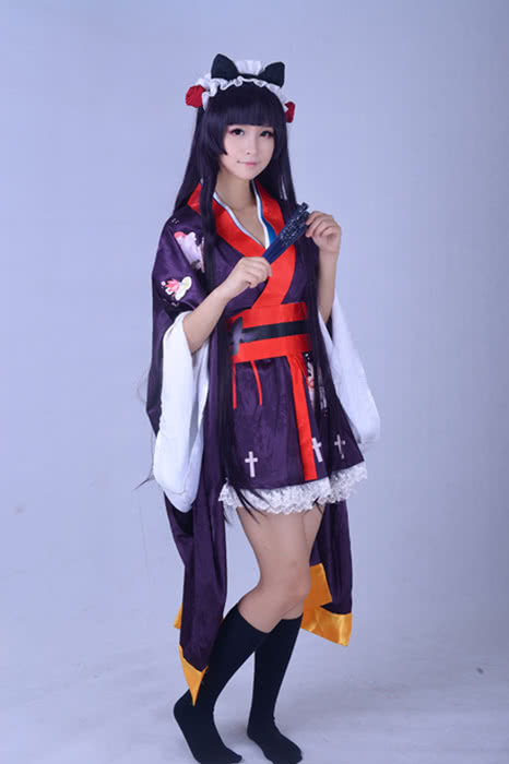 Inu X Boku SS Shirakiin Ririchiyo Long Straight Black Anime Cosplay Wigs
