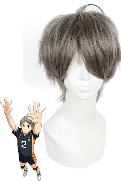 Haikyuu!! Kōshi Sugawara Short Grey Cosplay Wig Man Hair