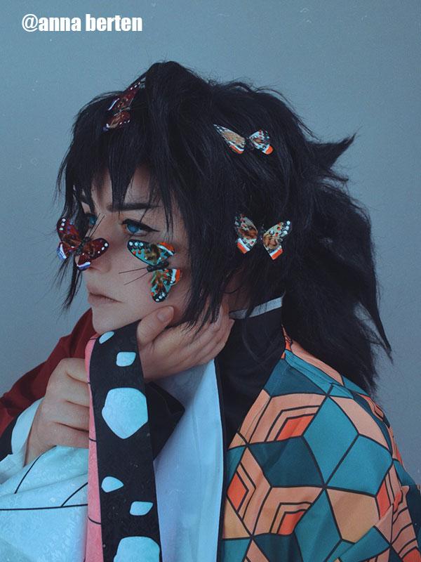 Demon Slayer / Kimetsu no Yaiba Tomioka Giyuu Black Long Cosplay Wigs
