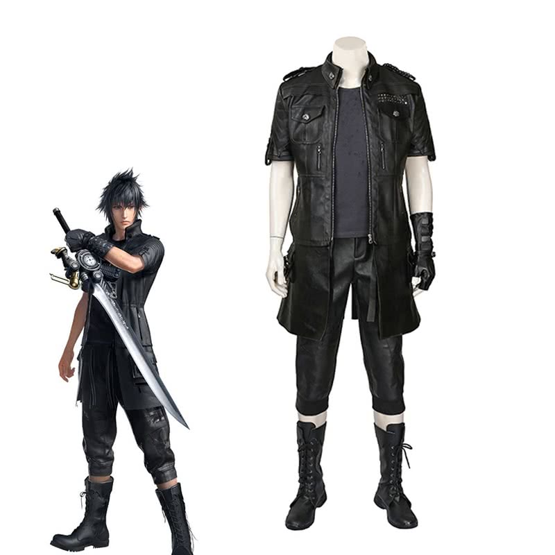 Kingsglaive Final Fantasy XV Noctis Black leather Cosplay  Costume